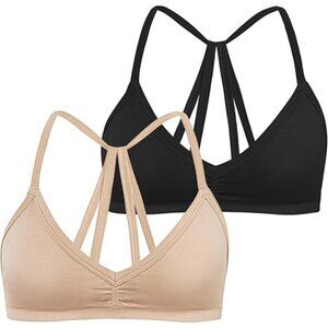Women’s Sports Bras – Set of 2 (Black & Beige) – Size S – NWOT